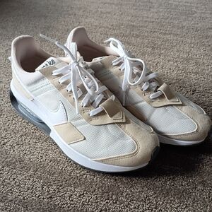 Nike Beige & White Mesh Suede Sneakers